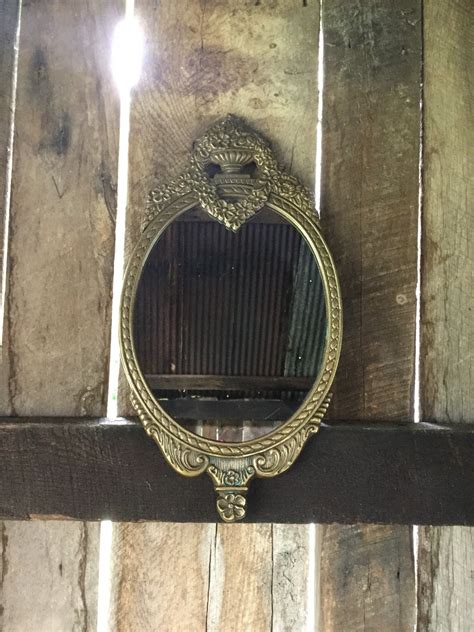 Vintage Brass Mirror Ornate Brass Mirror Vintage Brass Wall Etsy