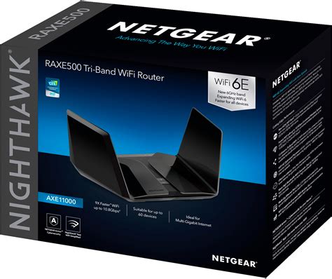 NETGEAR Nighthawk AXE11000 Tri Band WiFi 6E Router Black RAXE500 100NAS