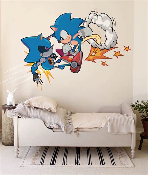 Peel And Stick Super Sonic Wall Decal Sonic Wall Sticker Tail Wallpaper