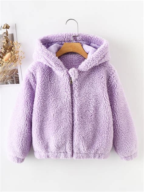 Girls Zip Up Hooded Teddy Jacket Cozy And Stylish