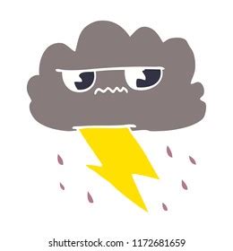 Cartoon Doodle Angry Storm Cloud Stock Illustration