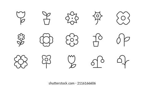 Vector Set Flower Thin Line Icons Stock Vector Royalty Free