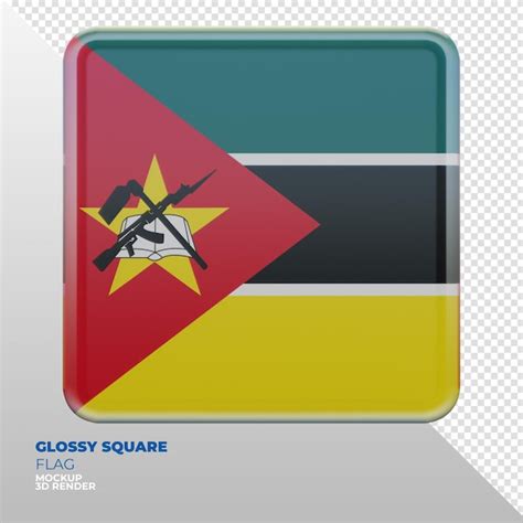 Premium PSD Realistic 3d Textured Glossy Square Flag Of Mozambique