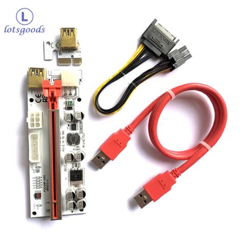 VER010 X PCIE Riser 1X To 16X Extender USB 3 0 Cable SATA Power For