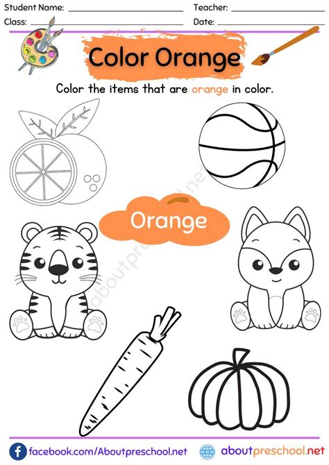 Vibrant Orange Worksheet for Preschoolers