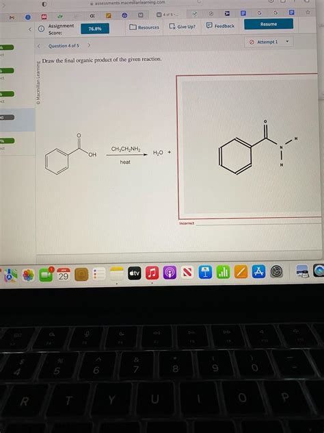 Solved Draw The Final Organic Product Of The Given Reaction Chegg