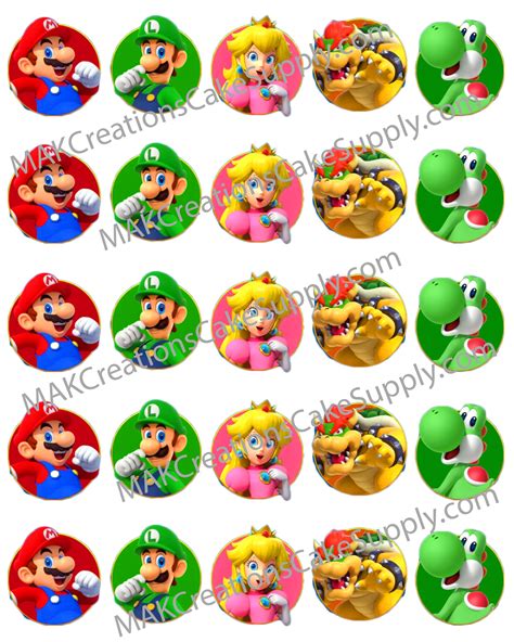 Super Mario Bros. Edible Cake Stickers ~ Mini Cakecicle/Dessert Edible ...