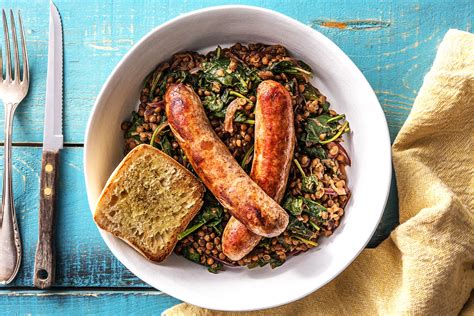 Sausages With Lentils And Ciabatta Recipe Hellofresh