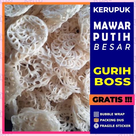 Kerupuk Uyel Putih Besar Krupuk Bawang Mawar Putih Kerupuk Keriting