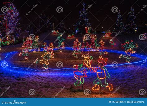 Christmas Lights in Duluth, Minnesota during the Winter Season on Lake Superior Shores Stock ...