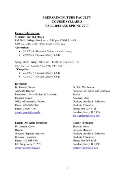 Pdf Preparing Future Faculty Course Syllabus Fall Cv Final