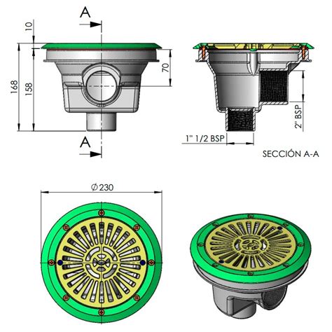 Sumidero circular Ø200 rejilla plana liner AstralPool 27838 Poolaria