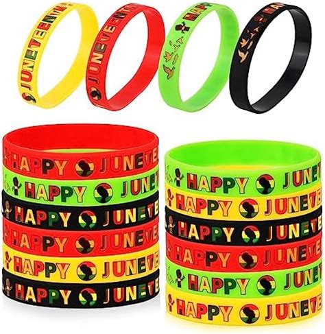 Amazon 16 Pieces Juneteenth Silicone Wristbands Happy Juneteenth