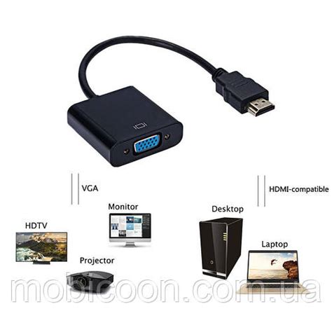 Переходник с HDMI на VGA 1080P для ПК/ноутбука/монитора/проектора/HDTV ...