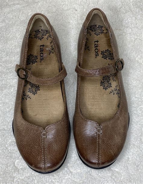 Taos Ta Dah Mary Jane Shoes Light Brown Leather Size Gem