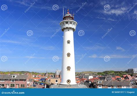 Vuurtoren In Egmond Aan Zee Noordzee Nederland Stock Afbeelding