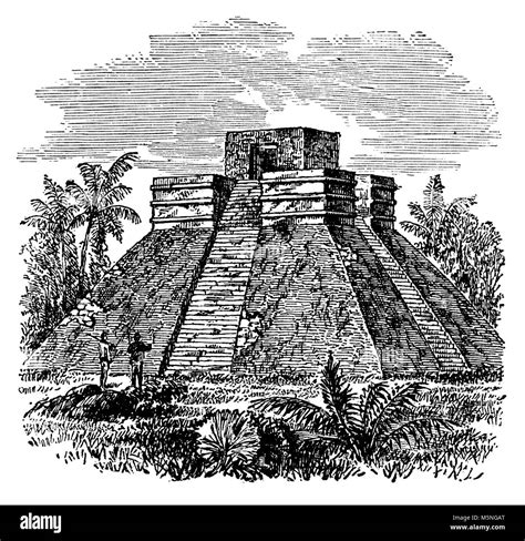 Mayan Temples Drawings