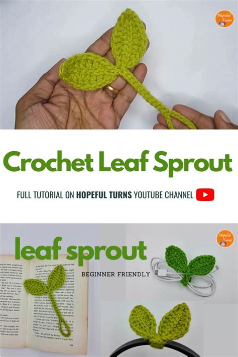 Crochet Leaf Sprout | Multipurpose Tie - Crochet Leaf Bookmark | Cable ...