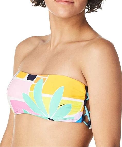 Trina Turk Women S Standard Bandeau Hipster Bikini Swimsuit Top Sz