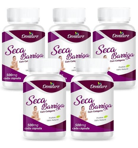 Kit 5x Seca Barriga C Colágeno 500mg 100 Cápsulas Denature