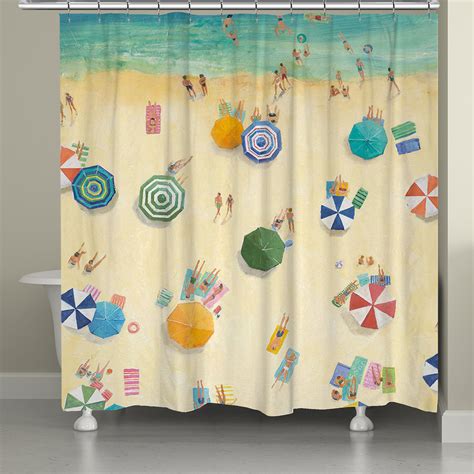 Laural Home Summer Beach Fun 71 X 72 Inch Shower Curtain 72x72 Tan