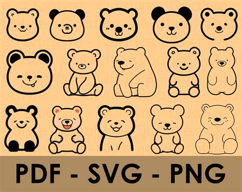 Teddy Bear Svg Pdf Png Bundle Teddy Bear Svg Bear Outline Etsy