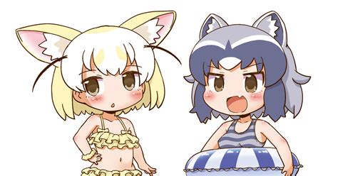 けものフレンズ 水着アラフェネ げろたんのイラスト Pixiv