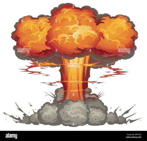 explosion bomb nuclear destruction smoke radiation blast illustration ...