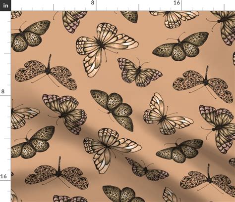 Butterflies Nude Fabric Spoonflower