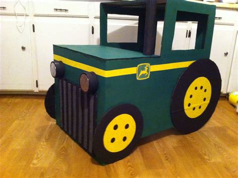 John Deere Tractor Made From A Box I Cut Glued Crafted And Painted