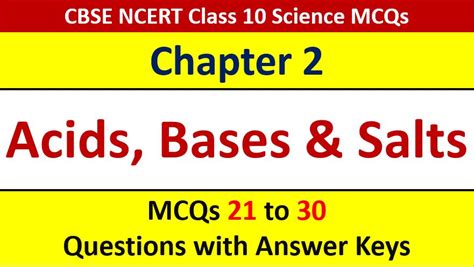 Important MCQ Questions Class 10 Science Chapter 2 Acids Bases Salts