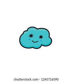 Cute Cloud Kawaii Face Vector Illustration Vector De Stock Libre De