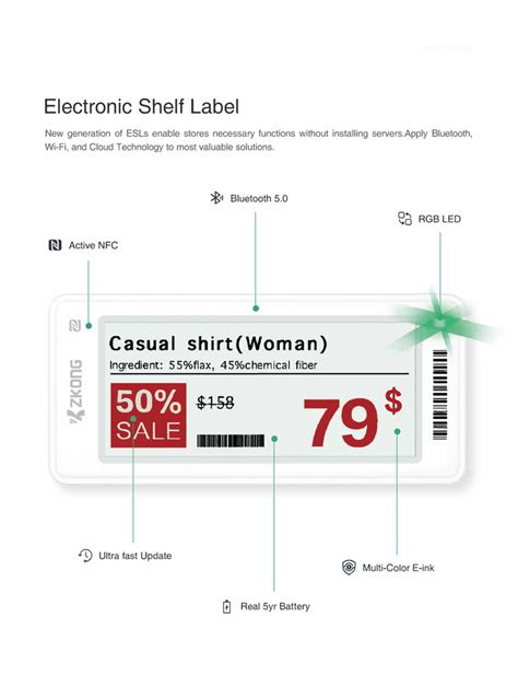 Wholesale Zkong 7 5 Inch E Ink Labels Screen Epaper Shop Digital Price