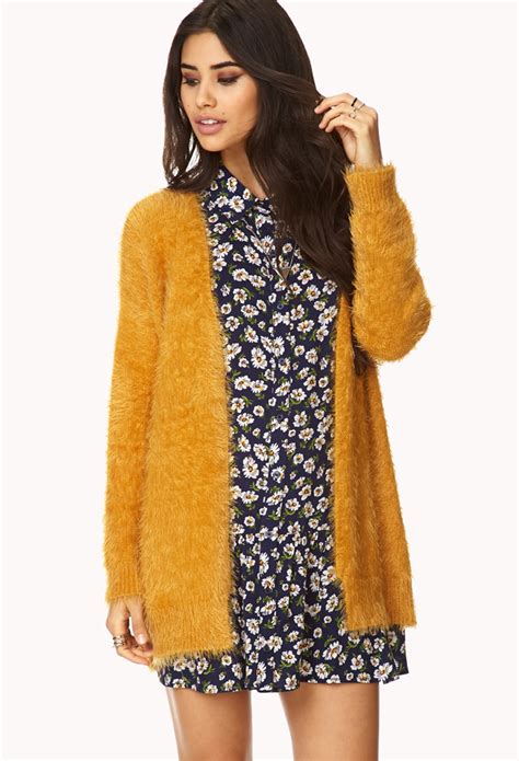 Lyst Forever 21 Favorite Fuzzy Cardigan In Orange