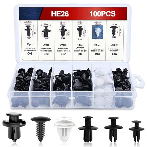 100pcs Car Fixing Clips 6 Types Car Body Trim Clips Universal Auto Clips Plastic Nylon Rivet