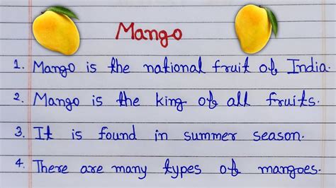 Mango 10 Lines In English Essay On Mango In English My Favourite