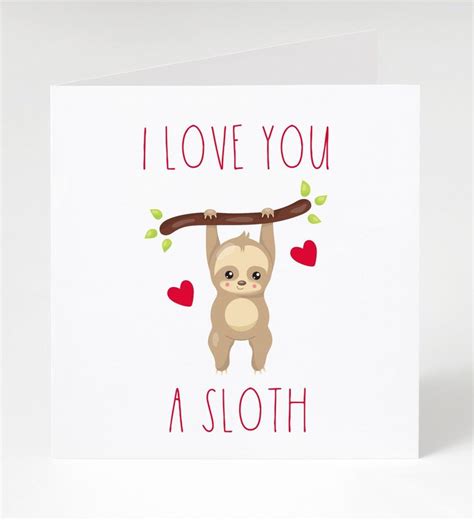 Sloth Valentine Sloth Valentine Cards Love Card Etsy Uk