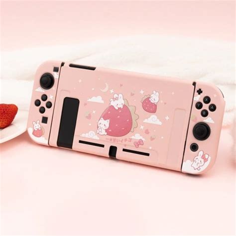 Kawaii Strawberry Bunny Nintendo Switch Case Ookawaii