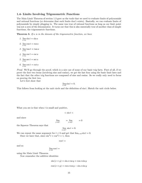 Week2 Lecture Notes Week 2 1 Limits Involving Trigonometric