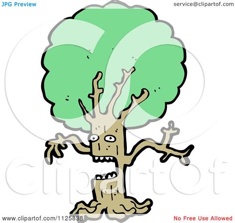 Cartoon Of An Ent Tree With Green Foliage 4 Royalty Free Vector