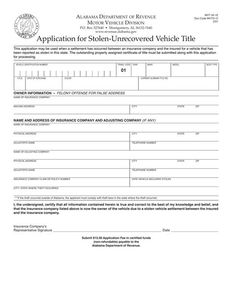 Form Mvt40 1e Download Printable Pdf Or Fill Online Application For