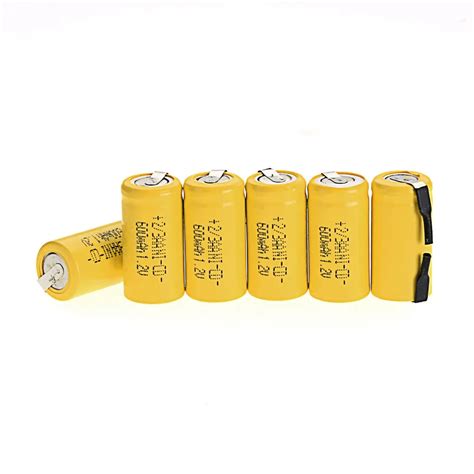 6pcs Ni Cd 1 2v 2 3aa 600mah Rechargeable Battery Nicd Batteries Yellow Buy 1 2v Ni Cd