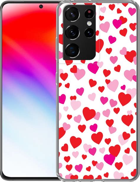 Samsung Galaxy S21 Ultra Hoesje Een Illustratie Met Kleurrijke Hartjes Siliconen