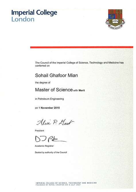 Msc Certificate