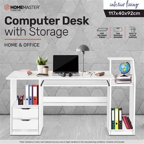 Office Desk with Storage 117x40x92cm - Complete Storage Solutions