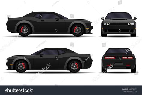 Realistic Car Muscle Car Side View Stock Vector (Royalty Free ...