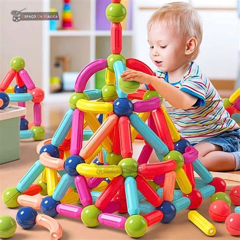 Brinquedos Com Imã - Blocos Magnéticos Com Imã Para Criança Montar Desmontar Menino Menina ...