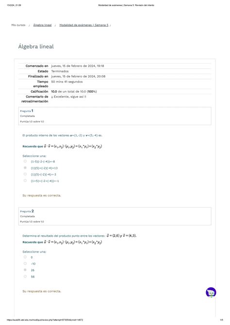 Modalidad De Exámenes Semana 4 Revisión Del Intento Studocu