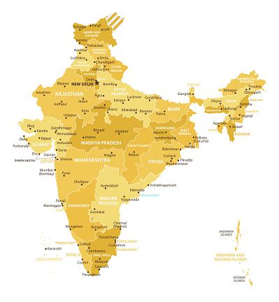 India Map Vector Colored Map Of India Stock Illustration - Download ...