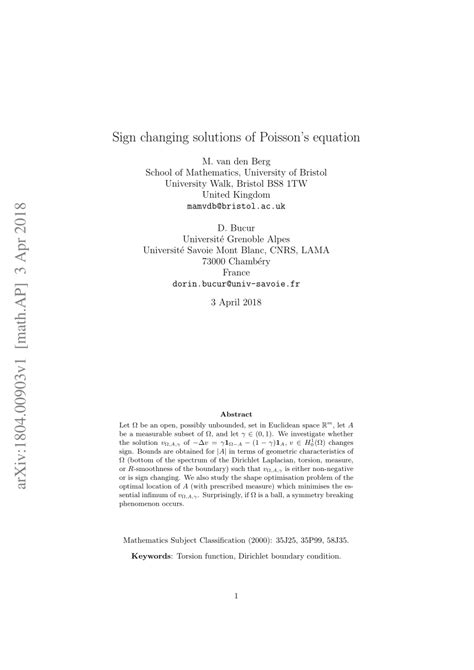 (PDF) Sign changing solutions of Poisson's equation